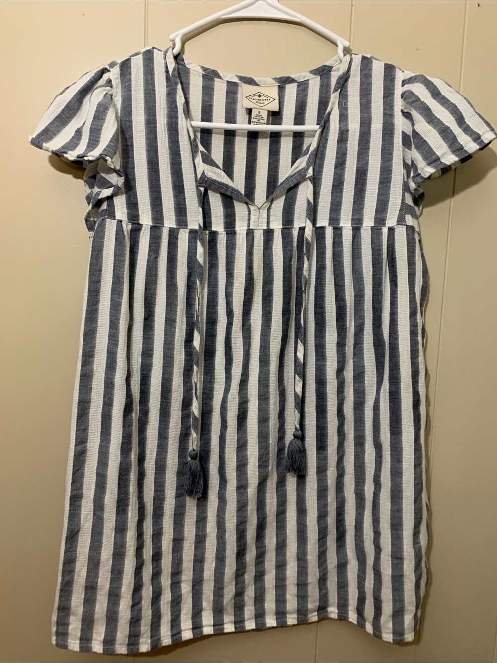 St. John's Bay Navy and White Striped Girls' Casual Dress with Tassel Ties